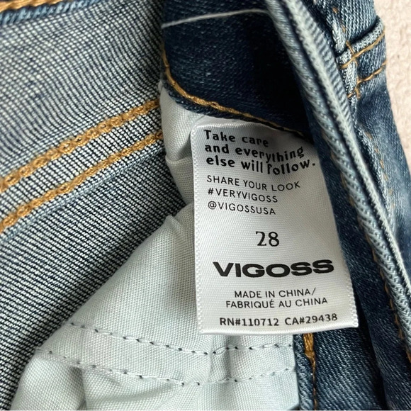 Vigoss Marley Straight Leg Mid-Rise Jeans-Blur Distressed Denim-Women’s 28-NEW - Picture 7 of 14
